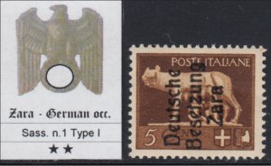 ZARA GERMAN OCC.(DT BES) Sass. n. 1/I -cv 290$ MNH**