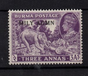 Burma 1945 3A Mily Admn 'Double Overprint' mint LHM SG43 var WS36280