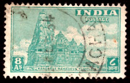 India 8as Kandarya Mahadeva Temple 1949 SG.318, Sc.216 Used (#01)