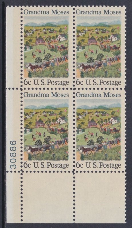 1370 Grandma Moses Plate Block MNH