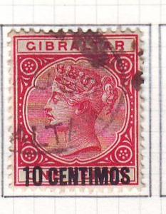 Gibraltar Sc 23 1889 10 c ovpt on 1 d Victoria stamp used