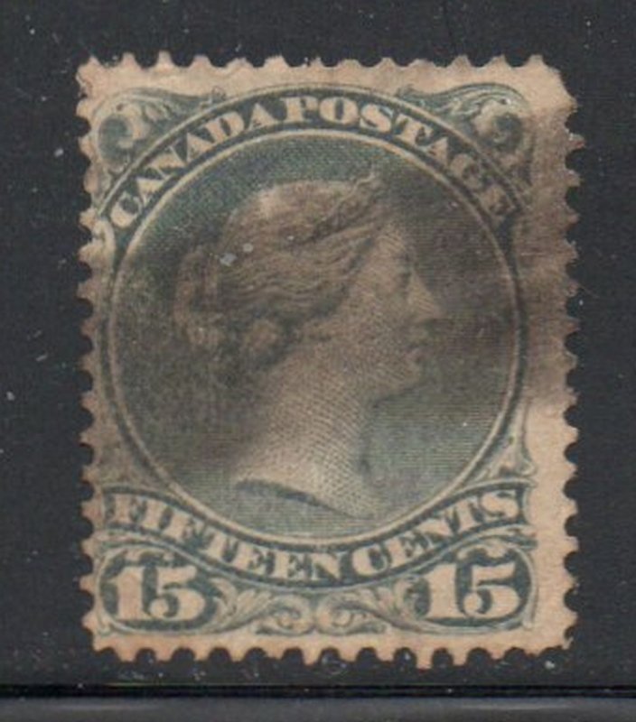 Canada Sc 30 15c gray large Queen Victoria stamp used