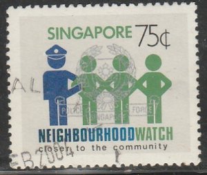SINGAPORE 422, NEIGHBORHOOD WATCH 75¢ USED, VF. (310)