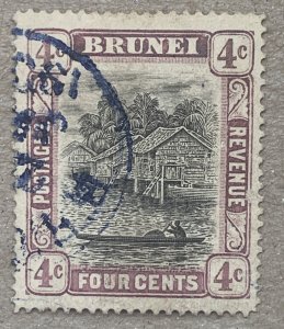 Brunei 1907 4c mauve with blue cds. Scott 19, CV $8.00.  SG 26