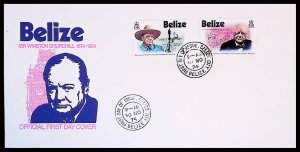 BELIZE Sc#363-364 SIR WINSTON CHURCHILL  (1974) FDC