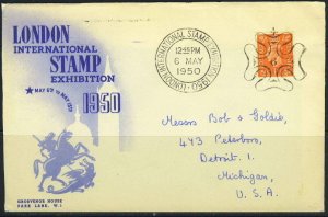 GB 1950 LONDON INT'L STAMP EXHIBITION COVER TO U.S.