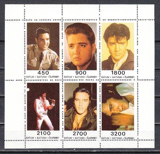 Batum, Cinderella issue. 125-130. Singer Elvis Presley sheet of 6.