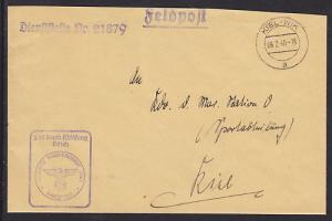 Germany, 1940 Kreuzer Nuernberg Feldpost Cover to Kiel