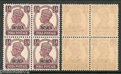 India PATIALA State ½As KG VI SG 104 / Sc 103 Postage Stamp Cat £16 BLK/4 MNH