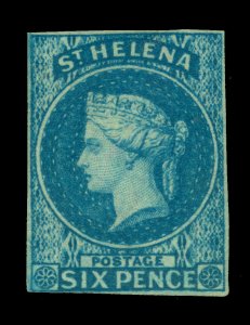 ST. HELENA 1856  Victoria  6p blue - wmk.6 -  Scott 1 UNUSED  VF