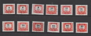 Hungary  Scott# J246-J261 tewelve stamps  Postage Due used singles