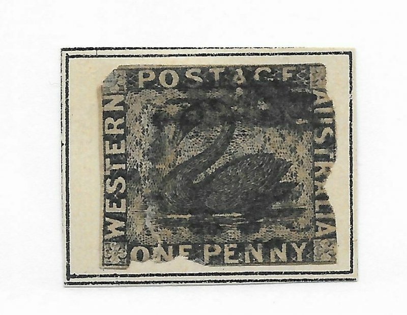 Western Australia #1 Filler - Used - On paper - Stamp CAT VALUE $275.00