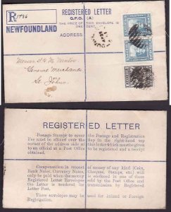 Newfoundland cover reg'd envelope-#11263-1c Cod + 4c(2) Princess Elizabe...