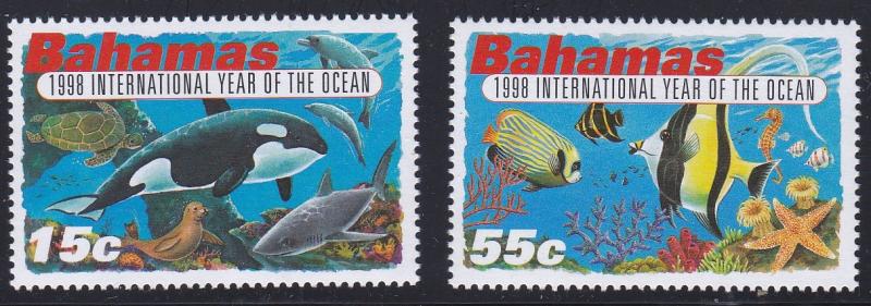 Bahamas # 926-927, Year of the Ocean - Whales - Tropical Fish, NH, 1/3 Cat.