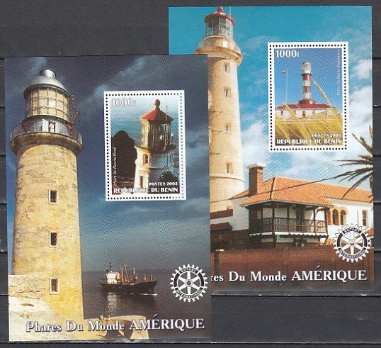 Benin, 2003 Cinderella issue. American Lighthouses on 2 s/sheets. ^