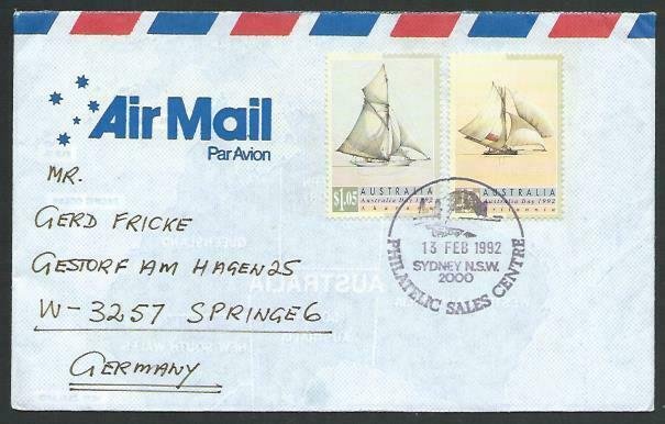 AUSTRALIA 1992 cover to Germany - nice franking - Sydney pictorial pmk.....12820