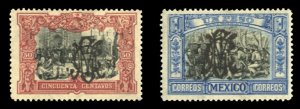 Mexico #463-464 Cat$30, 1915 50c and 1p, hinged