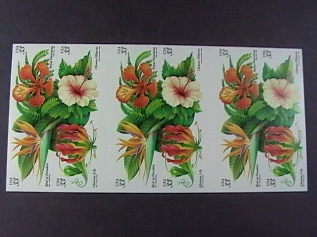 U.S.# 3310-3313(3313b)-MINT/NH-BOOKLET PANE OF 20--TROPICAL FLOWERS--1999