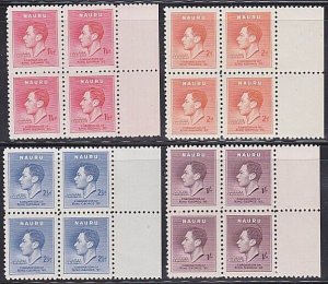 NAURU 1937 Coronation set marginal blocks of 4 MNH.........................A7365