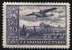 CZECHOSLOVAKIA 1930  Sc C17, Mint MLH VF 20k Airmail, Pofis L14