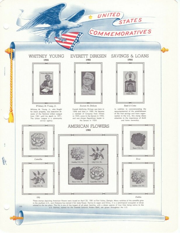 White Ace United States 1981 Stamp Album Pages 193 to 199