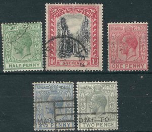 Bahamas 5 Different Used F/VF 1921-27 SCV $11.50