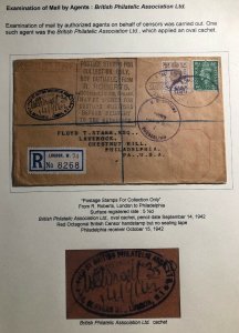 1942 London England British Philatelic Asso Censored Cover To Philadelphia USA