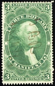 US Stamps # R86c Revenue Used VF Fresh Scott Value $55.00