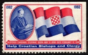 1962 Croatia Poster Stamp Help Croatian Bishops & Clergy