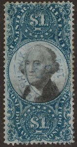 United States Revenue Stamp R118 SON Blue Oval HS Cancel