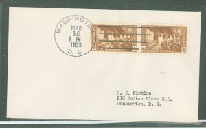 US 759 1935 4c Mesa Verde (part of the National Park Series) Farley imperf line pair on an addressed (to C.E. Nickles) uncachete