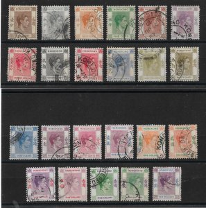 HONG KONG 1938 - 1952 SET SG 140/162 FINE USED Cat £275