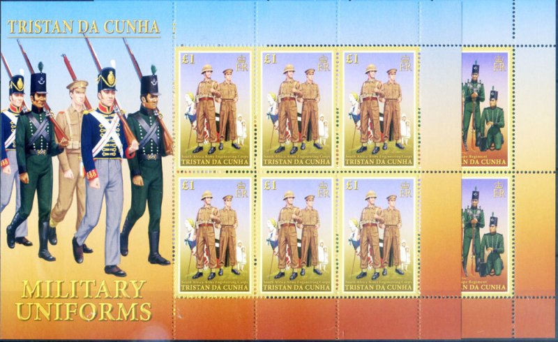 2008 Military Uniforms. 6 mini sheets.