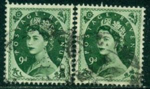 GREAT BRITAIN SG-551, SCOTT # 328, USED, 2 STAMPS, GREAT PRICE!
