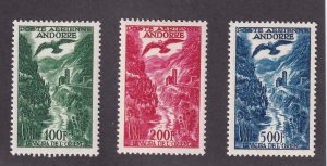 French Andorra Scott # C2 - 4 VF OG light hinged nice color cv $ 170 ! see pic !