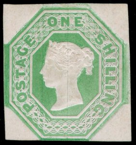 GB QV SG54, SCARCE 1s pale green CUT SQUARE, M MINT. Cat £24000.