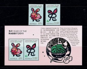 Cocos Islands 2011 Year of the Rabbit  Set of 2 + Minisheet MNH