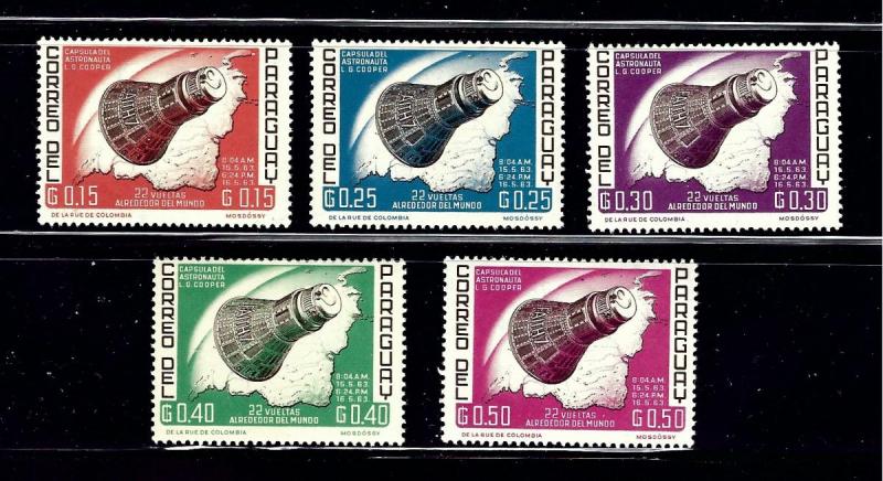 Paraguay 775-79 MH 1963 partial set; space capsule