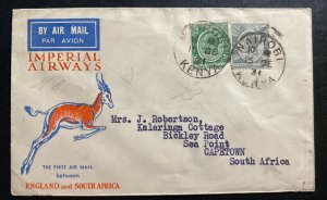 1931 Nairobi Kenya British KUT First Flight Cover FFC To Cape Town South África