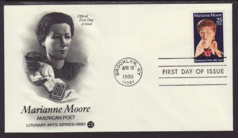 US 2449 Marianne Moore 1990 PCS U/A FDC