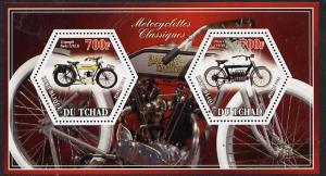 Chad 2014 Motorcycles #2 perf sheetlet containing two hex...