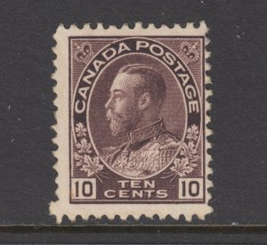 Canada Sc 116 MNH. 1912 10c plum Admiral, fresh, bright, sound, Fine