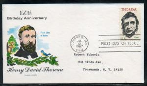 US #1327 Thoreau FDC Fluegel Cachet addr E20