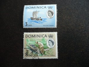 Stamps - Dominica - Scott#166, 170-Mint Never Hinged & Used Part Set of 2 Stamps