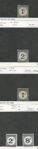 Grenada, Postage Stamp, #J1, J2, J8 Used, J15, J18 Mint Hinged, 1892-1952