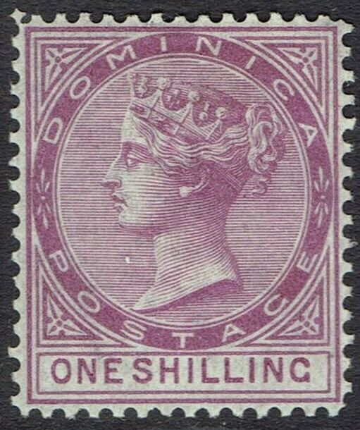 DOMINICA 1877 QV 1/- WMK CROWN CC PERF 14 