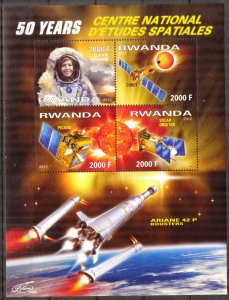 Rwanda 2012 Space National Center for Space Studies 50th Anniv. (I) Sheet MNH