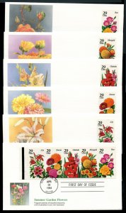 US 2829-2833a booklet Garden Flowers PB set of 6 UA Fleetwood cachet FDC