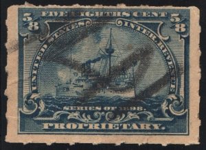 RB23 5/8¢ Battleship Proprietary Stamp (1898) Used