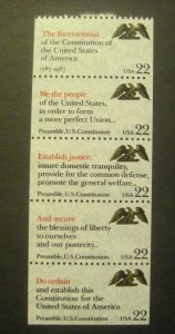 Scott 2359a, 22c We the People, Pane of 5, no tab, MNH Booklet Beauty